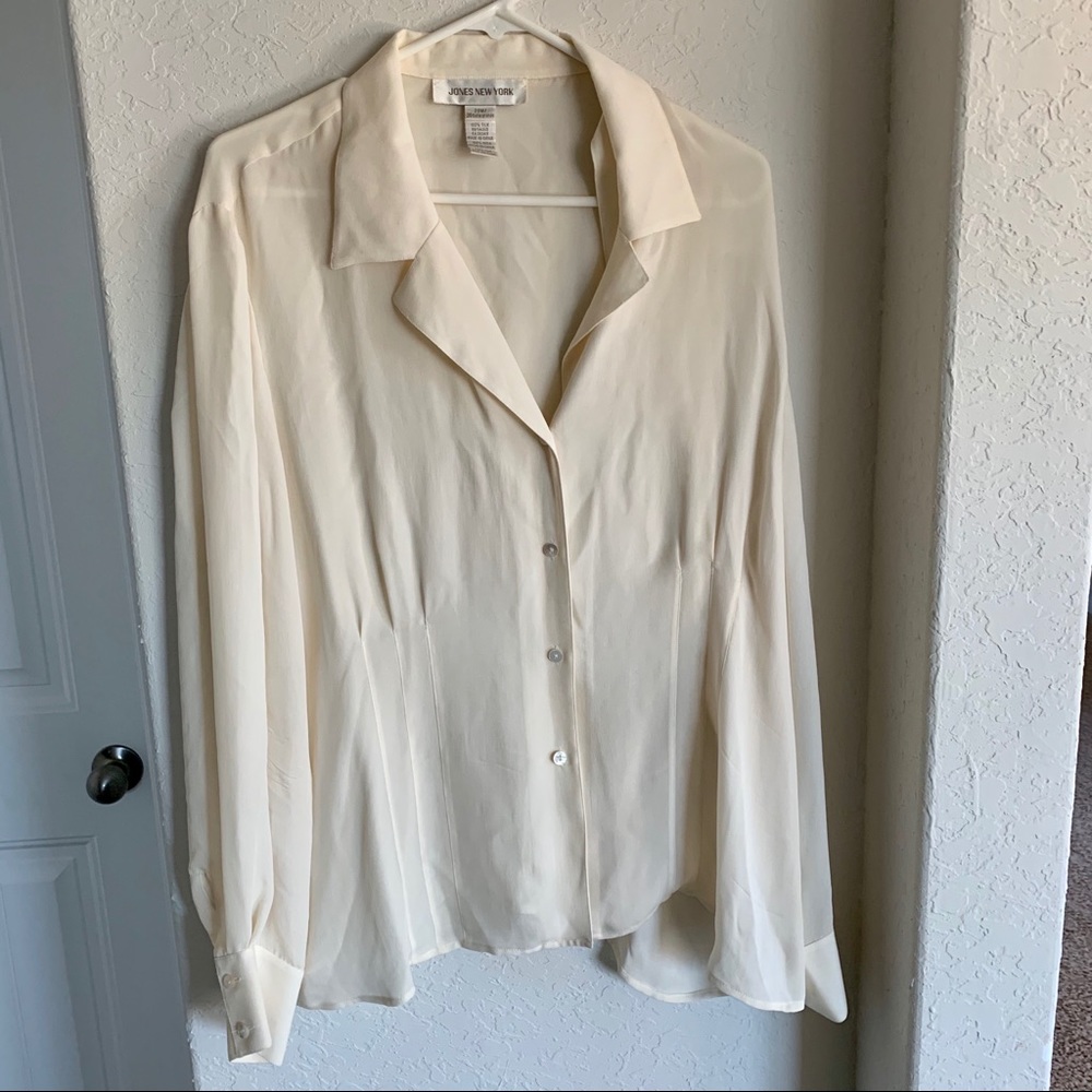 Sophisticated sheer cream silk blouse JNY